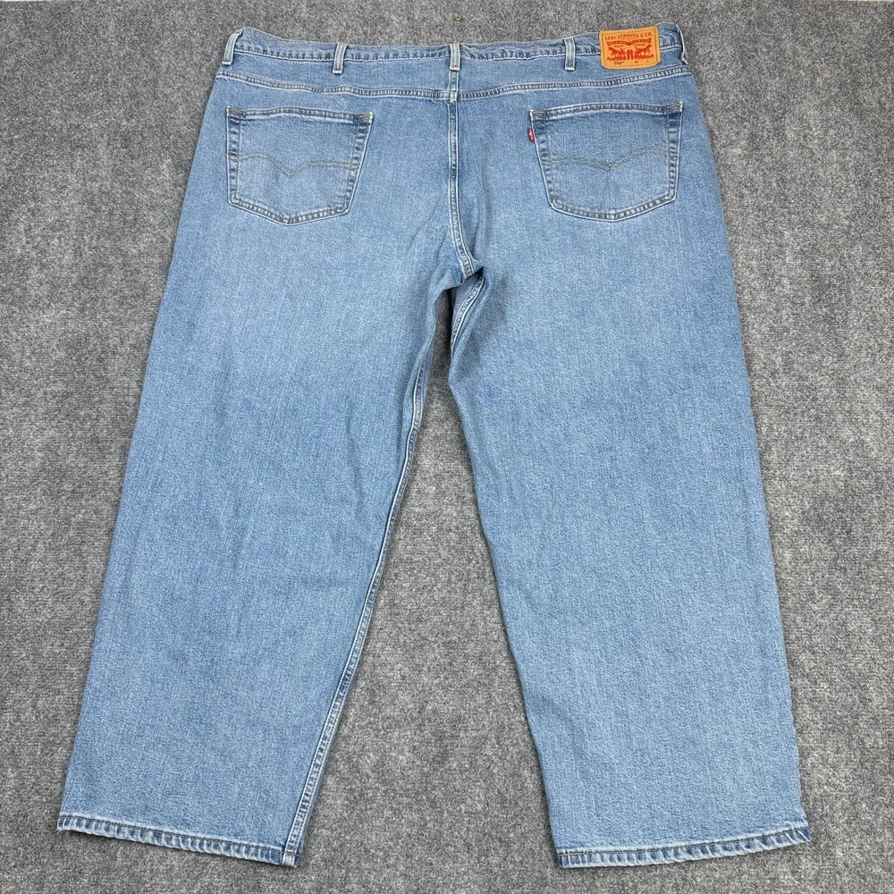 Levi's 550 Relaxed Fit Jeans Men's W50 L30 Light Wash Blue Tapered Stretch Denim